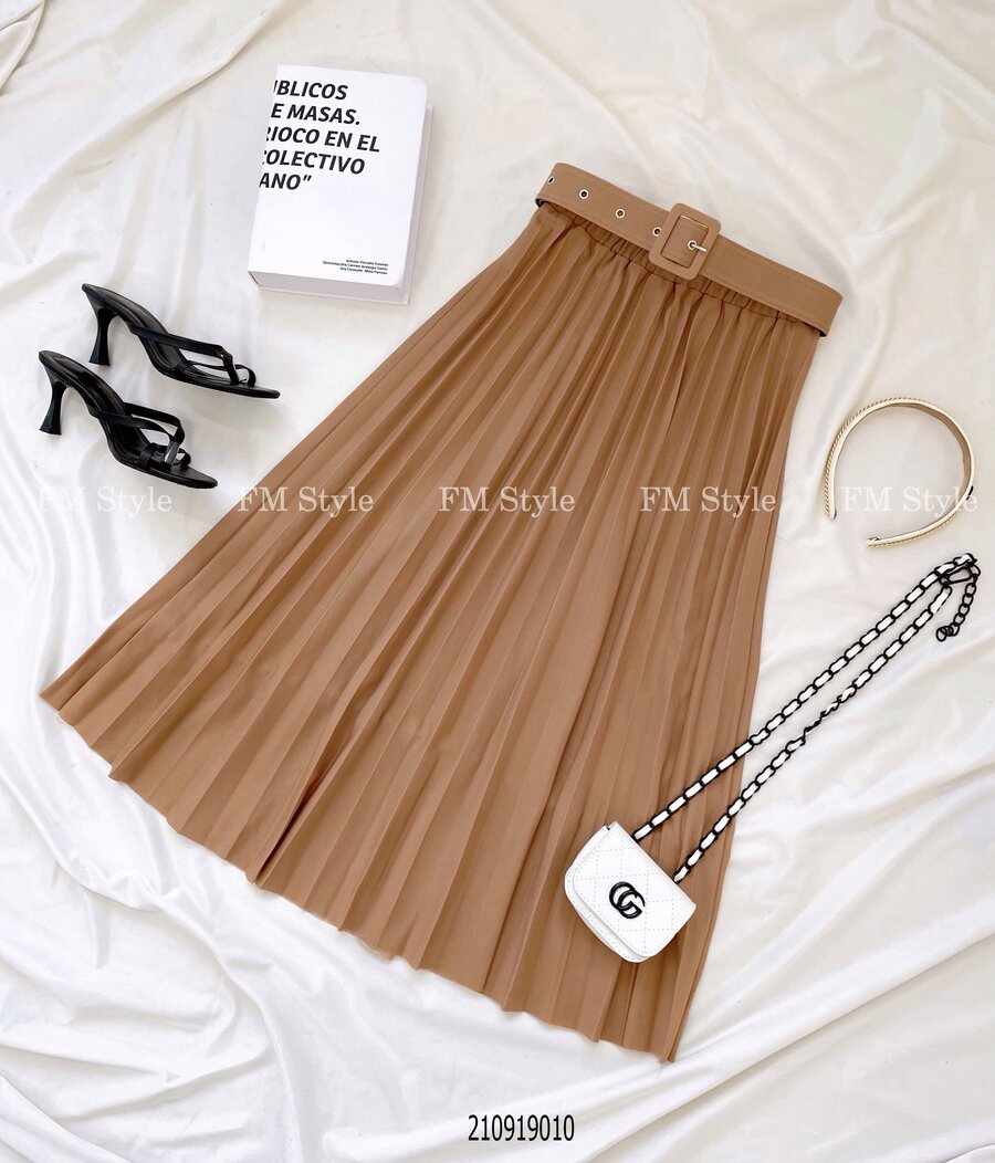 Chân váy xếp li dáng dài