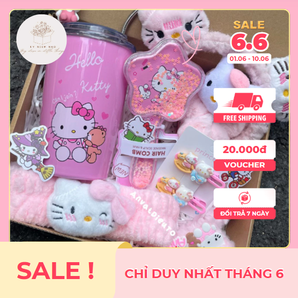 Kỷ niệm nhỏ - box set quà Hello Kitty ly giữ nhiệt quà lưu niệm hoạ tiết Hello Kitty tặng bạn gái người yêu quà sinh nhật