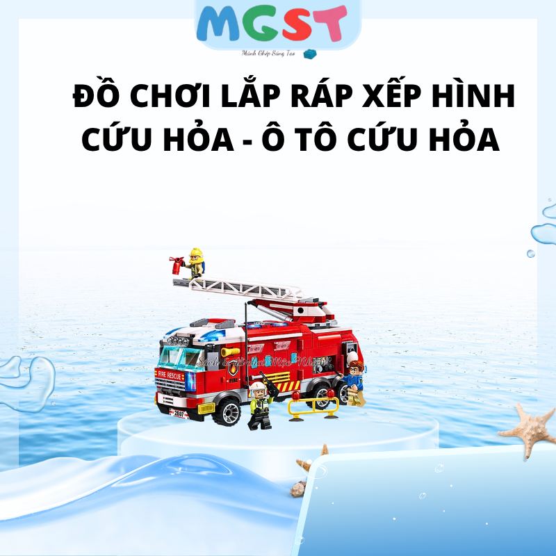 Đồ chơi lắp ráp xếp hình cứu hỏa - Ô TÔ CỨU HỎA