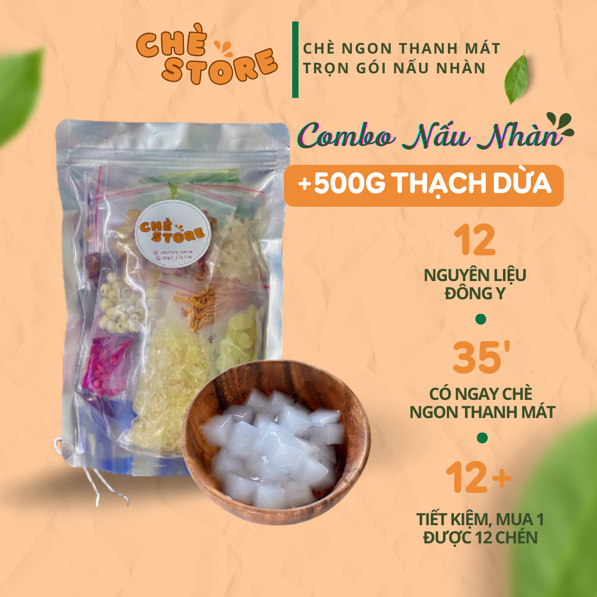 COMBO NẤU NHÀN MIX 150GRAM THẠCH DỪA
