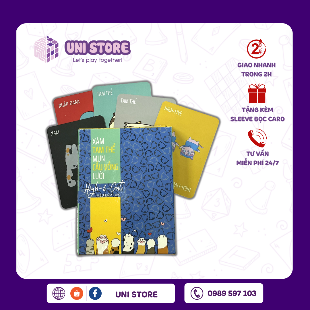 Bộ bài HIGH 5 CAT – MÈO ĐẬP TAY (Tặng Bọc Card) | Tình Bạn | 64 Lá