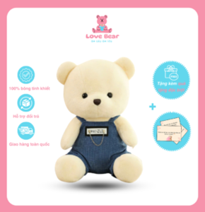 Gấu Teddy mặc yếm nhung siêu mềm mịn