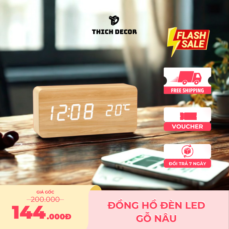 Đồng hồ led để bàn thông minh hiện thị nhiệt độ để bàn