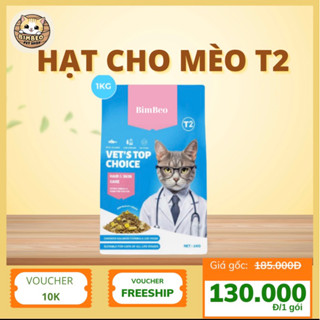Thức Ăn Cho Mèo BimBeo Dạng Hạt T2 Gói 1KG Tăng Cường Omega 3 Chăm Da Dưỡng Lông Cho Mèo Mọi Lứa Tuổi