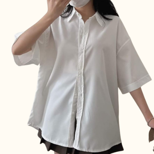 Áo Sơ Mi Trơn Lụa Tay Ngắn - Unnie Sơ Mi