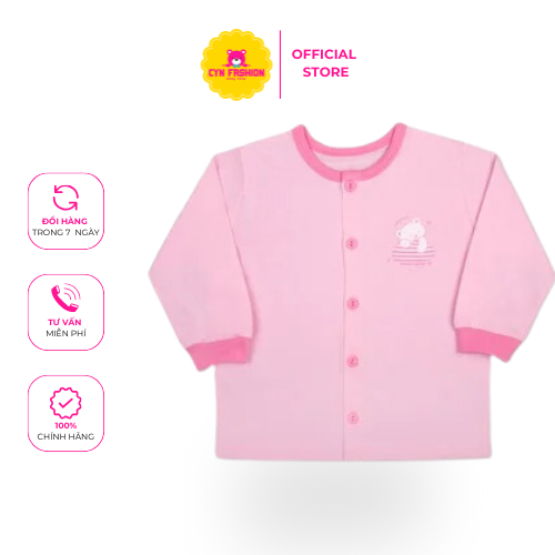 Áo sơ sinh tay dài nút giữa Gấu Mây hồng