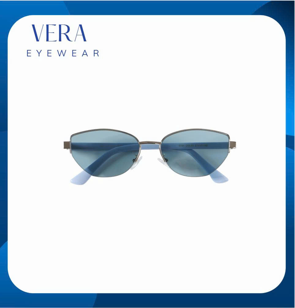 Kính mát Vera gọng kim loại tròng xanh - phong cách cá tính, chống nắng chuẩn UV