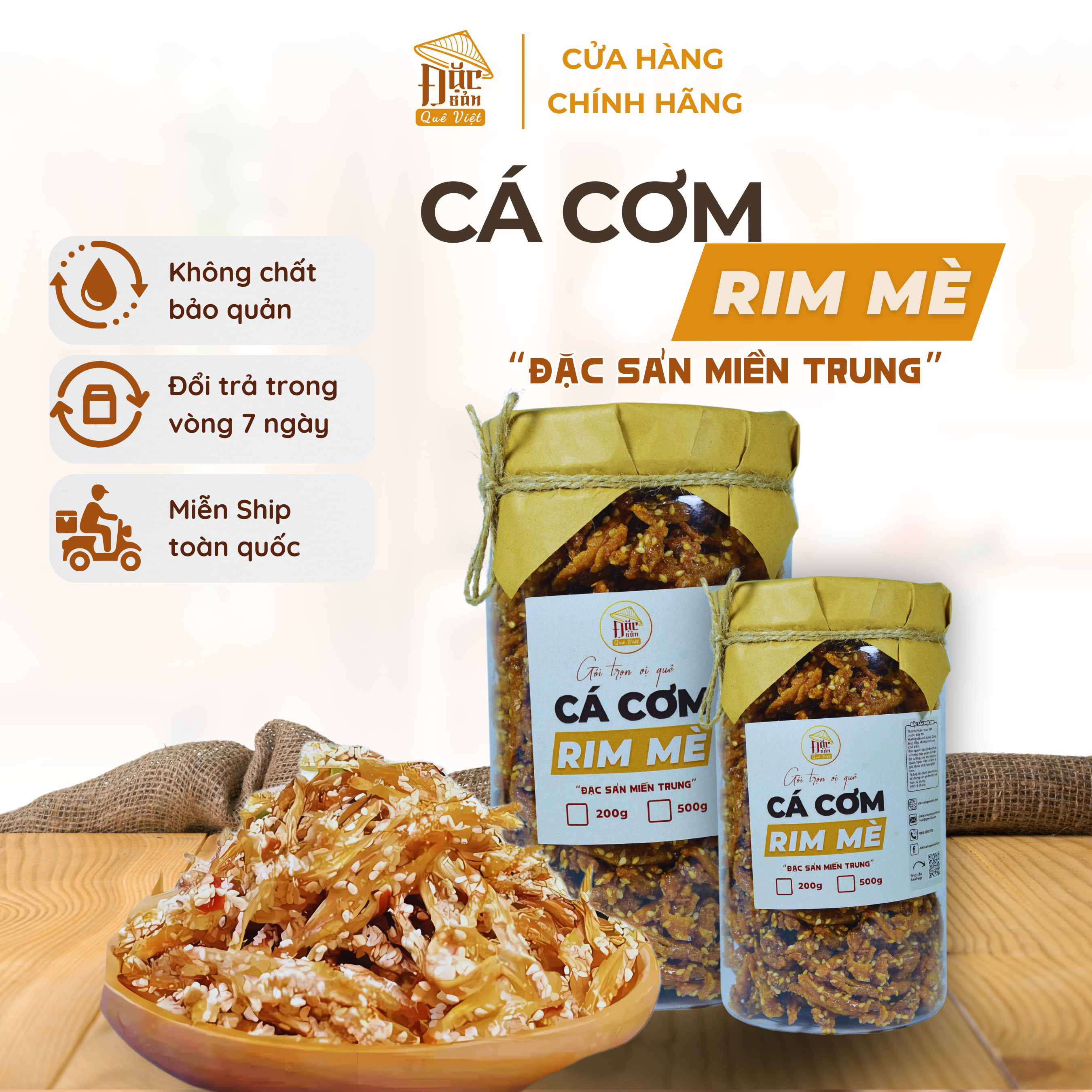 Cá cơm rim mè Đặc sản Quê Việt miền Trung loại 1- Cay ngọt đặc sắc 200g