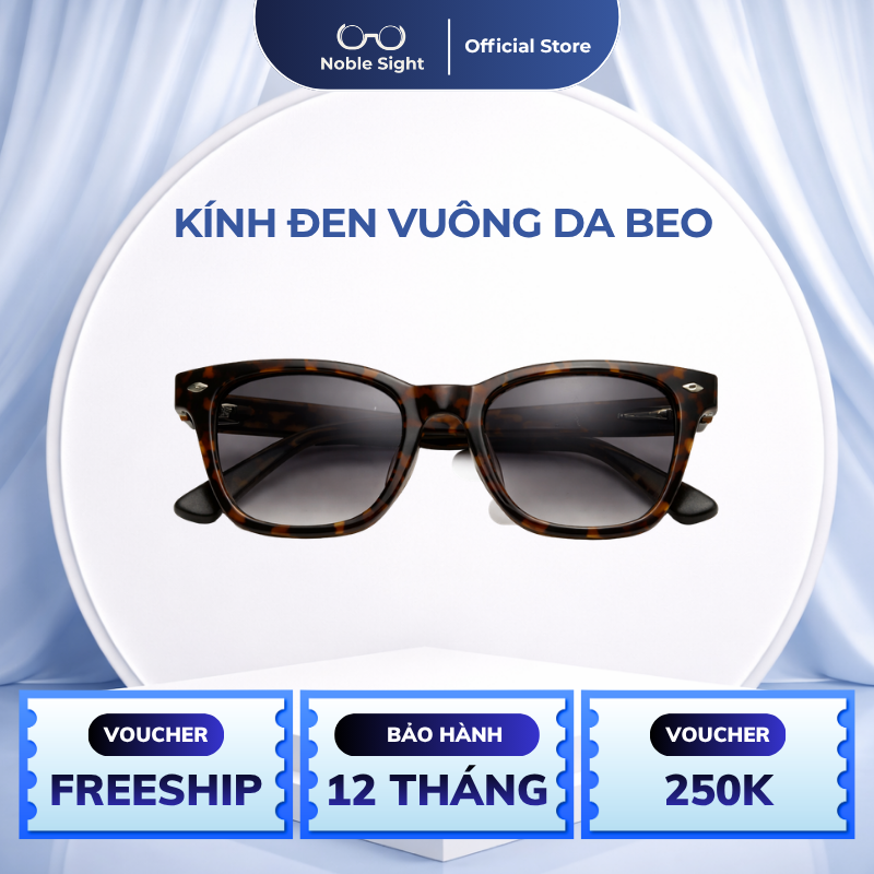 Kính Đen Vuông Da Beo Noble Sight Chất Liệu Nhôm Phong Cách Sang Trọng NS1007