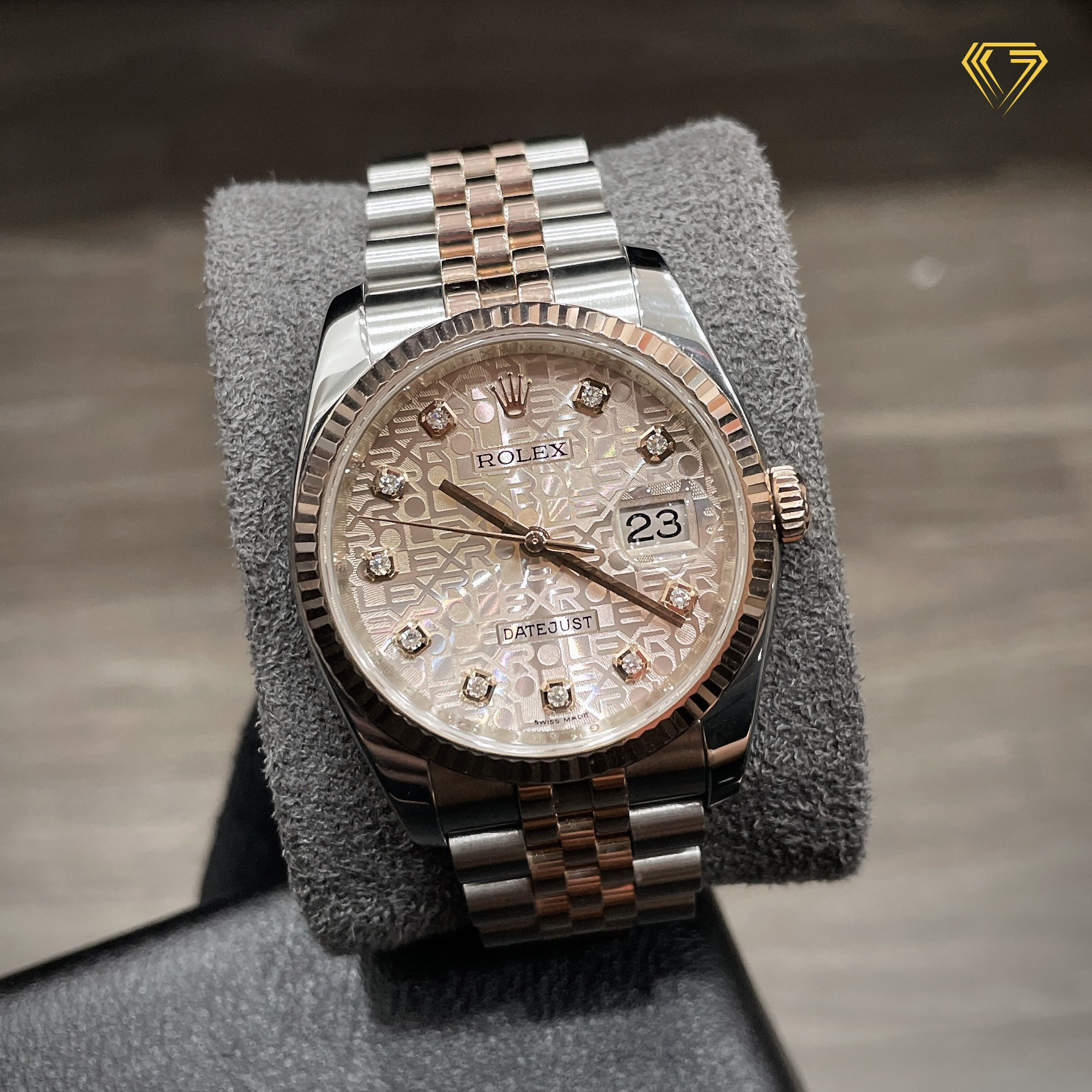 Rolex Datejust 36mm 116231 Demi Rose Gold Mặt Vi Tính Hồng