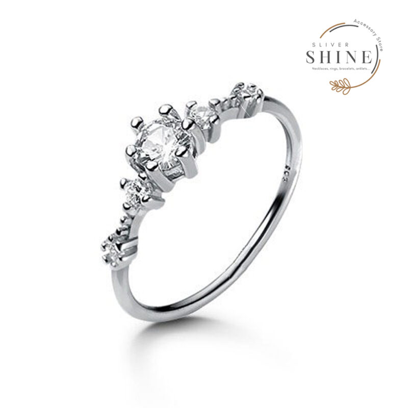 Nhẫn bạc đính đá tròn