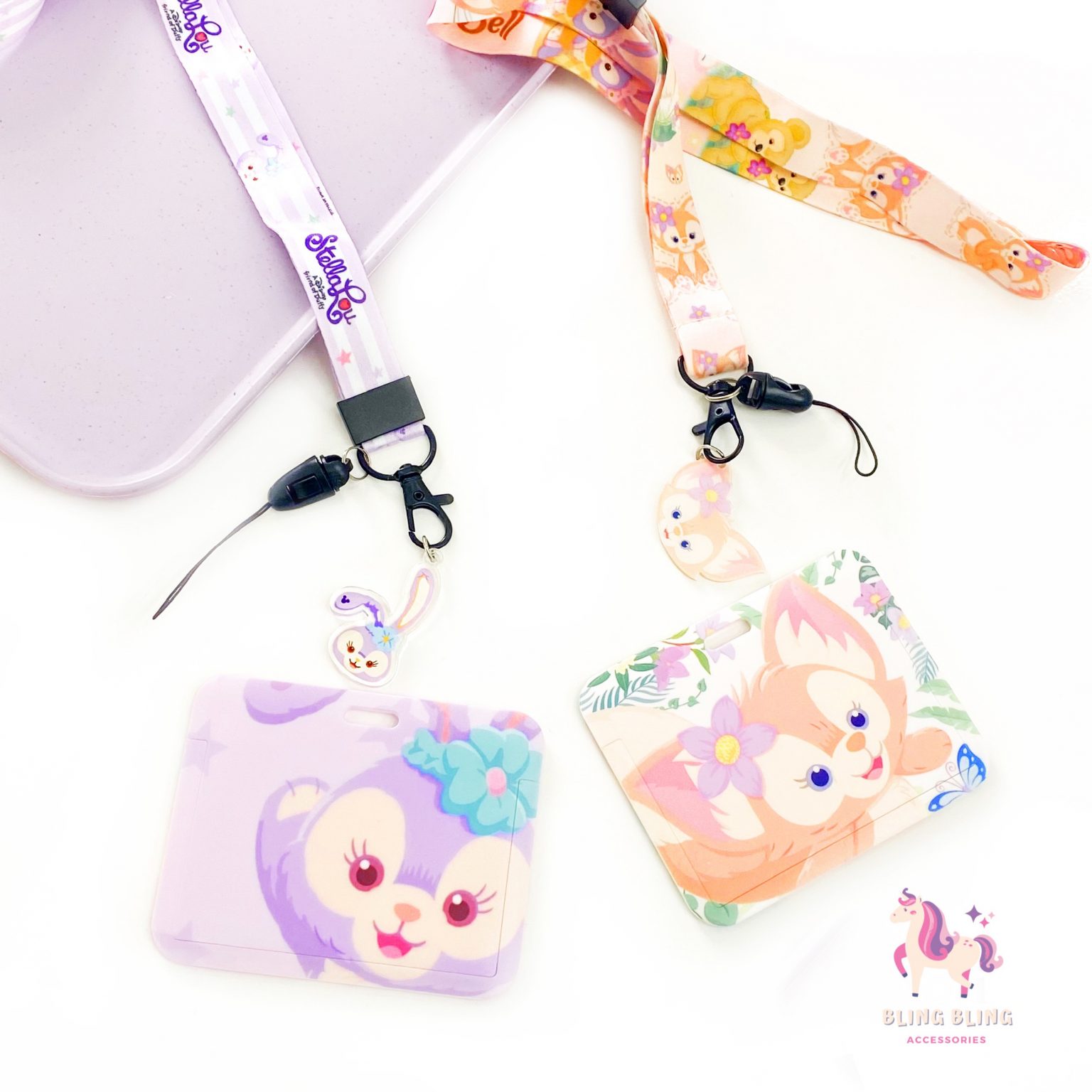Đeo thẻ ngang DF Friends Thỏ tím Cáo hồng cute kèm strap 8×10