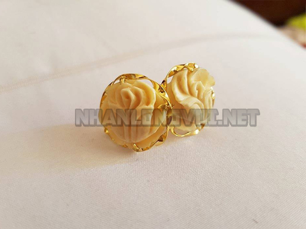 Bông Tai Hình Hoa Hồng Đẹp Bọc Vàng 18k