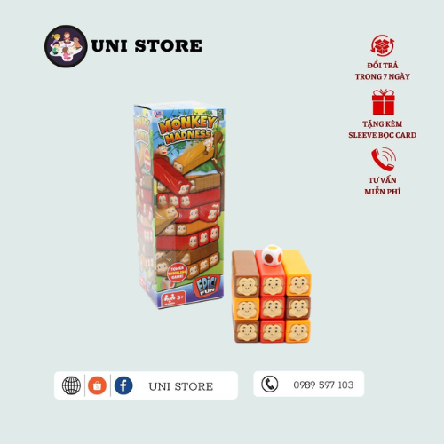 Rút Gỗ Monkey Madness - Board Game Giáo Dục - 27 Thanh