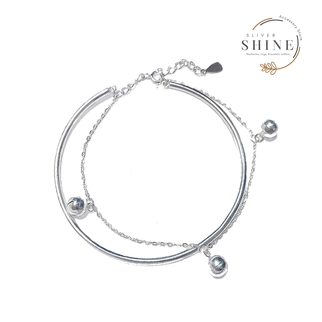 Lắc tay bạc SHINESLIVER dáng kiềng kèm chuông