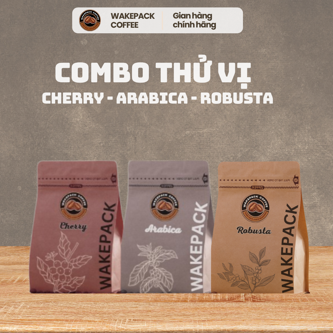 Combo Cà Phê Wakepack Coffee Cherry – Arabica – Robusta "THỬ VỊ" | Khám phá 3 tầng hương vị độc đáo