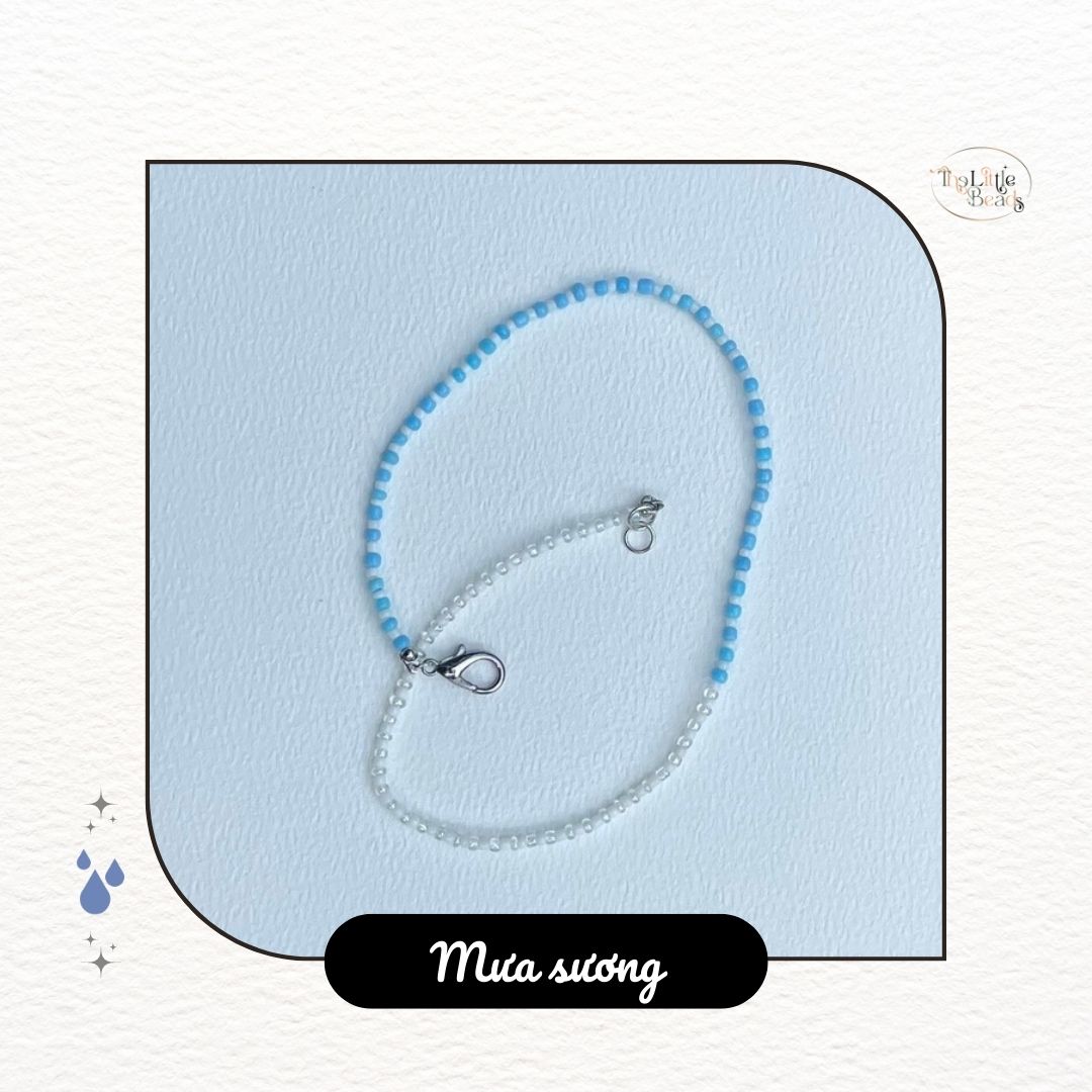 Vòng cổ handmade The Little Beads "Mưa sương" màu trắng, xanh