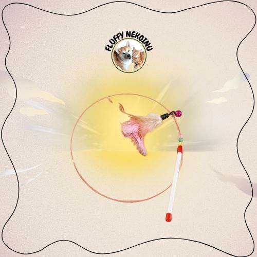 [Fluffy NekoInu] Cần Câu Đồ Chơi Lông Vũ Cho Mèo – Dây Dài 1m, Dẻo Dai, Tăng Vận Động