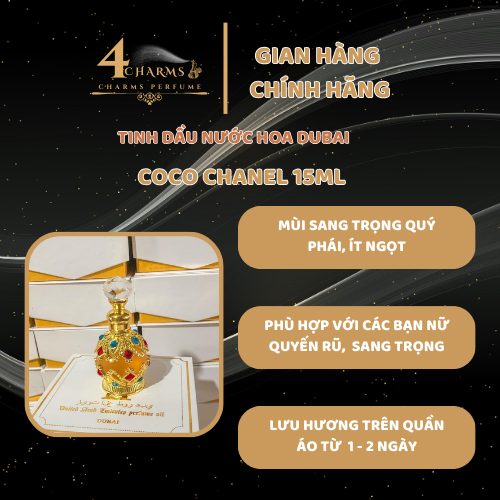 Tinh dầu nước hoa Dubai hương thơm ngọt dịu mùi COCO CHANEL 15ml