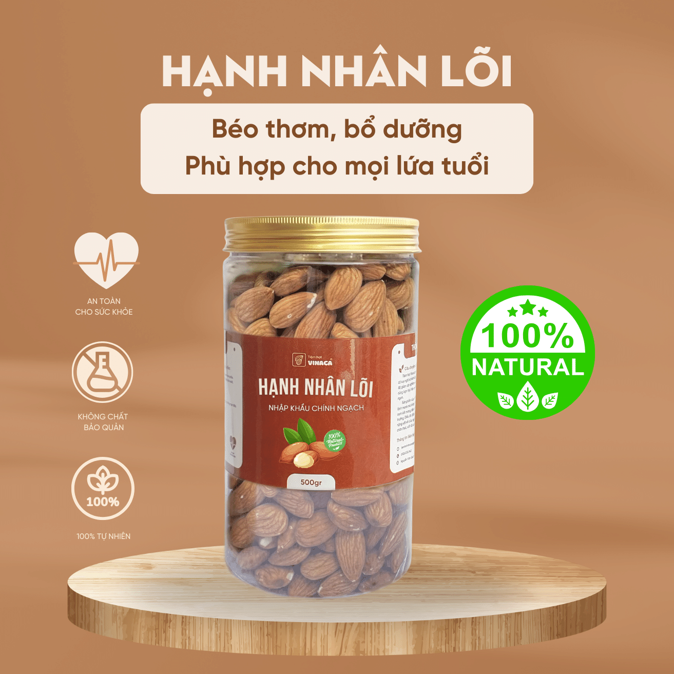 Lõi hạnh nhân sấy chín nguyên vị