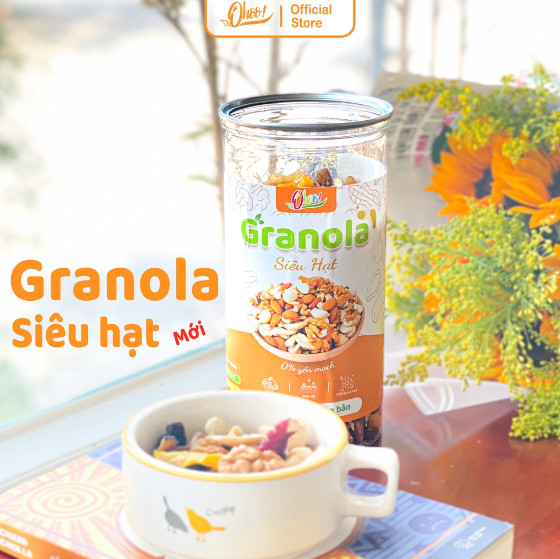 Ngũ Cốc Granola Siêu Hạt Không Yến Mạch, Nhiều Hạt Macca, Vị Nguyên Bản, Hỗ Trợ Ăn Kiêng, Đồ Ăn Vặt Dinh Dưỡng, 500g