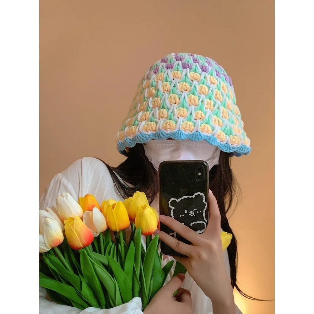 Nón Len Hoa Tulip Dày Dặn Nhiều Hoa