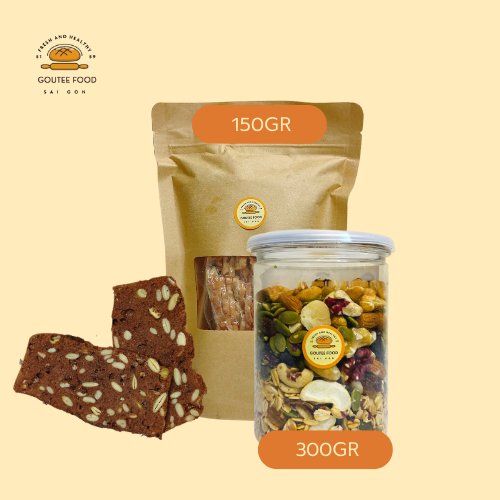 Combo Ngũ Cốc Dinh Dưỡng Ăn Kiêng Goutee Food Hộp 300G + Bánh Biscotti Chocolate Không Đường 150G