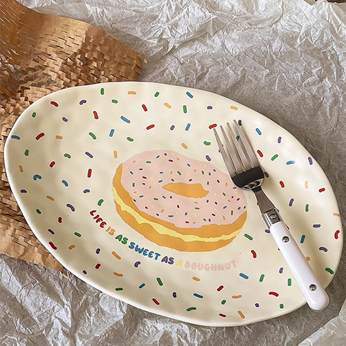 Set Đĩa sứ tráng miệng VTT in hoạ tiết dễ thương