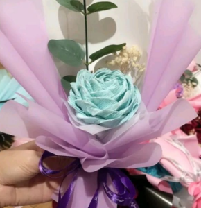 Bó Hoa Giấy Nhún 1 Bông Màu Xanh Hanaflower