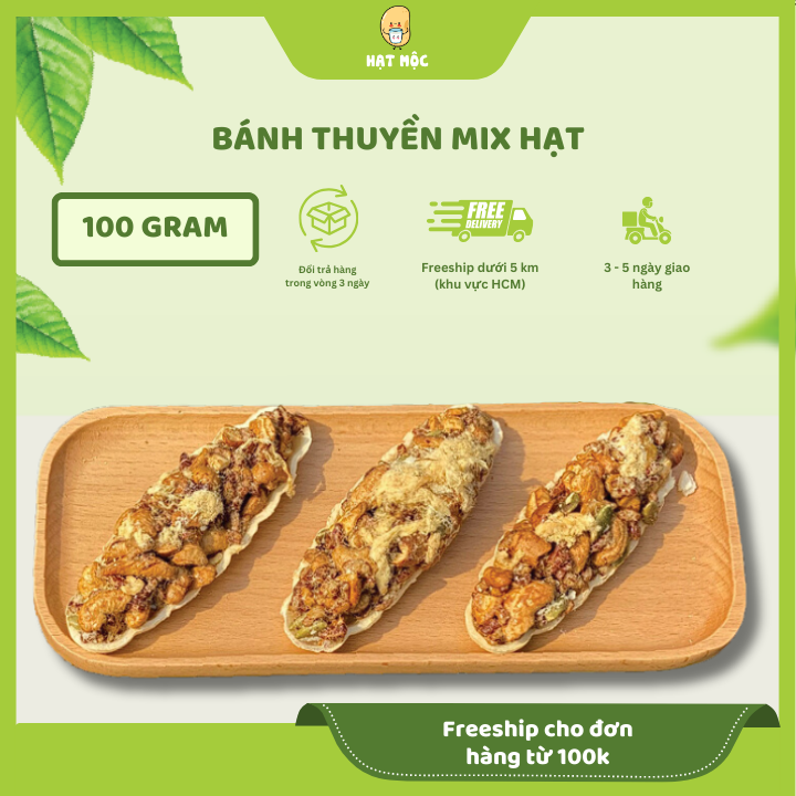 Bánh thuyền mix hạt dinh dưỡng (100 gram) - Hạt Mộc