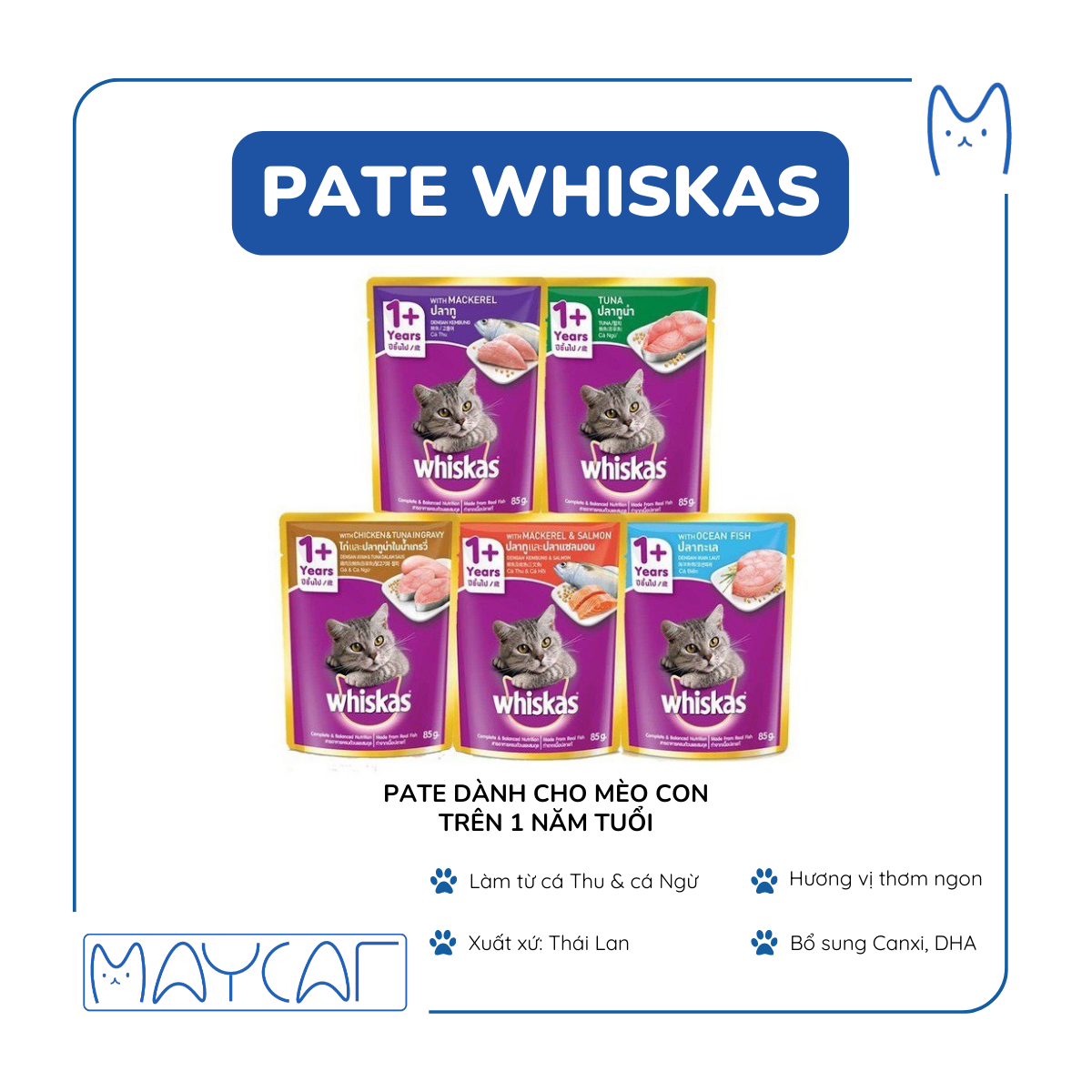 Pate WhisKas - Dành Cho Mèo 1 năm tuổi trở lên - 80g