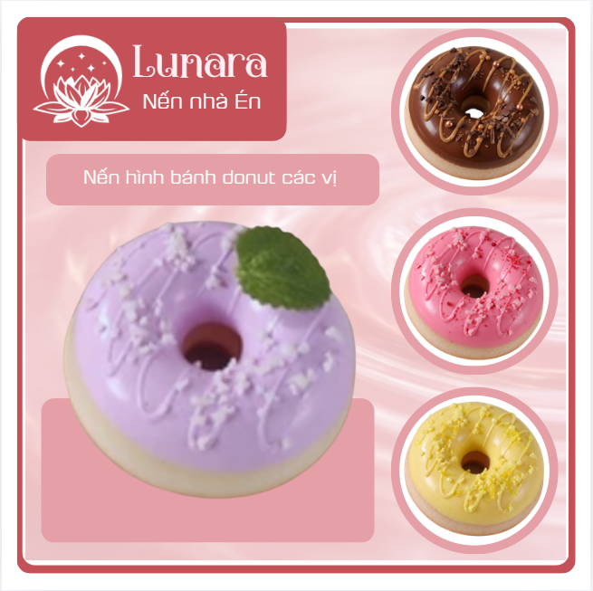 Nến thơm hình bánh donut Lunara hương thơm nhẹ 75g