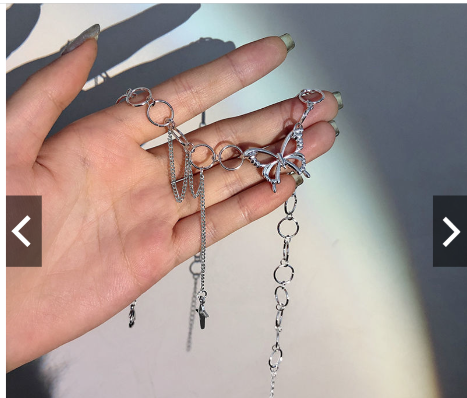 Dây chuyền hợp kim nhiều sợi hình bướm sành điệu phong cách Trung Quốc