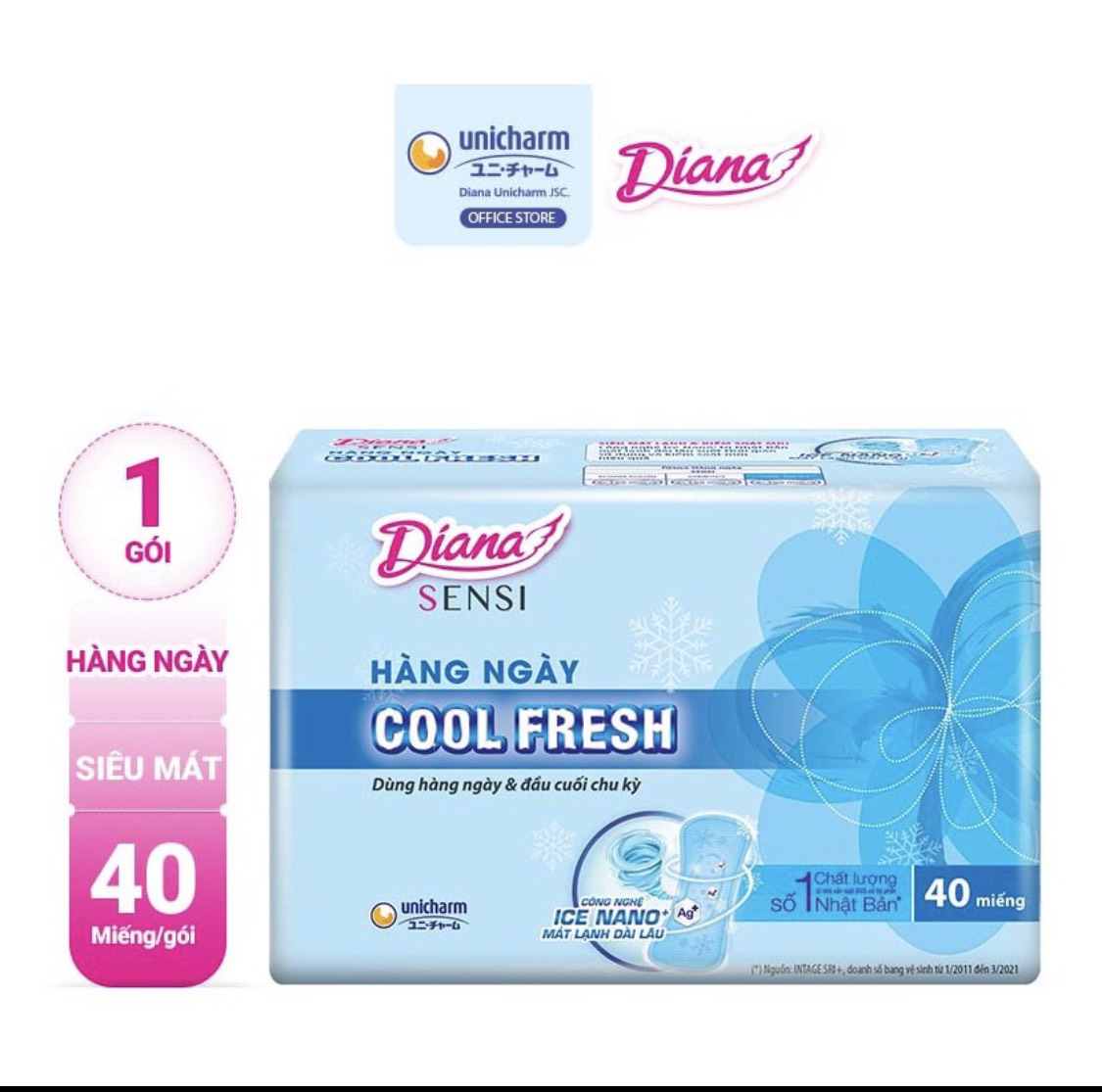 Băng vệ sinh Diana hàng ngày Sensi Cool Fresh 40 miếng/gói