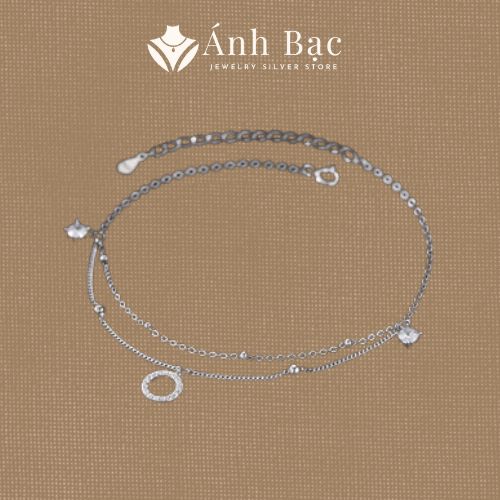 Lắc chân bạc Ý S925 trăng tròn nữ tính, vòng chân bạc xi bạch kim mặt tròn