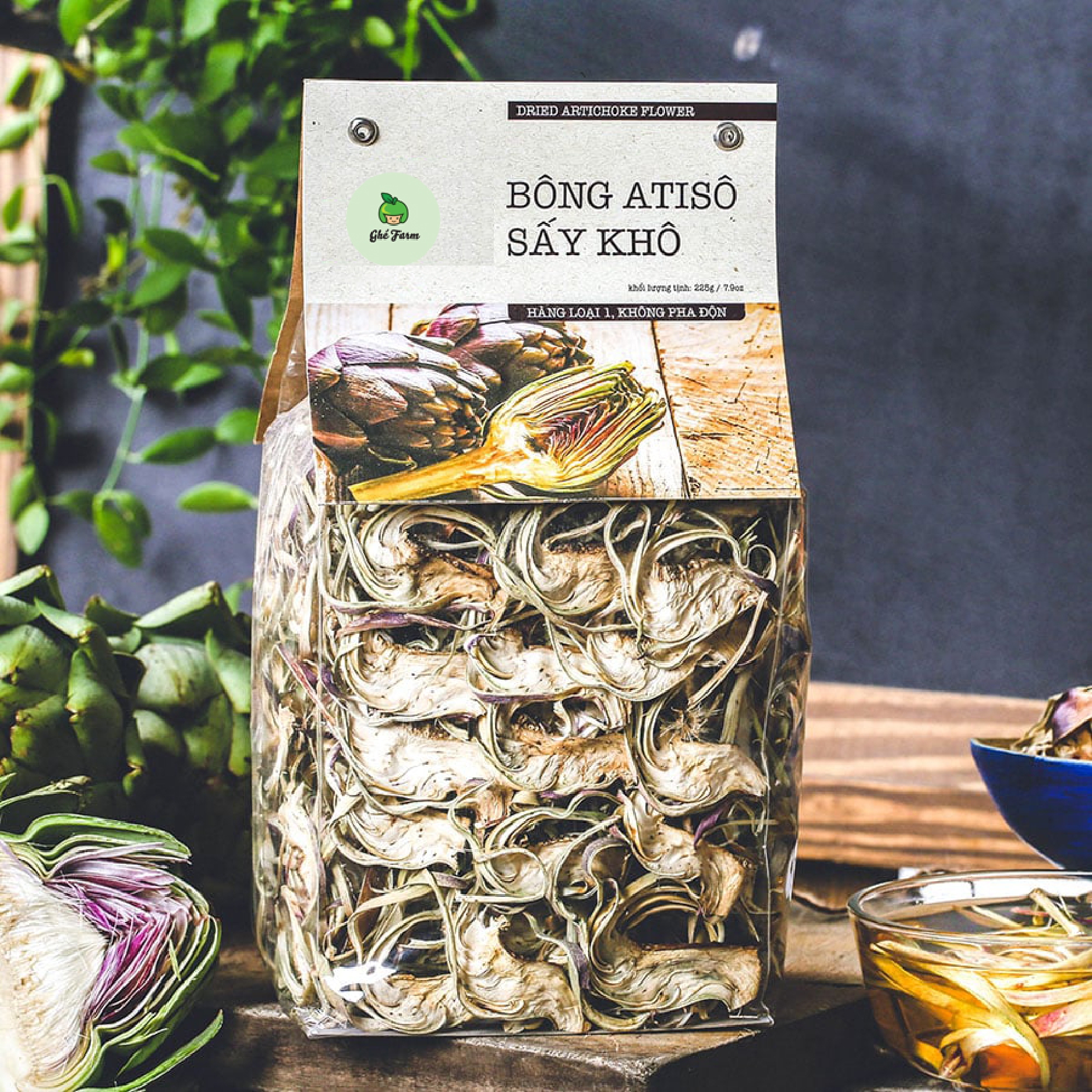 Bông atisô sấy khô Ghé Farm 1 bịch/225g