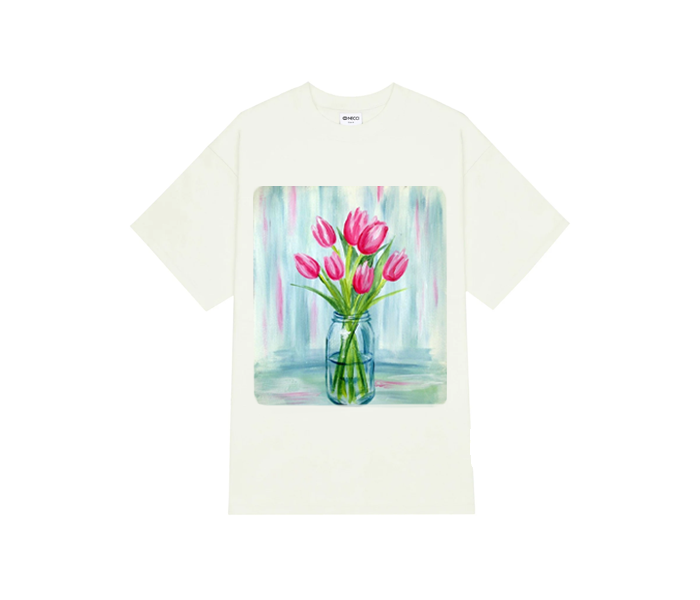 Áo thun T - shirt Tulips Flowers màu kem