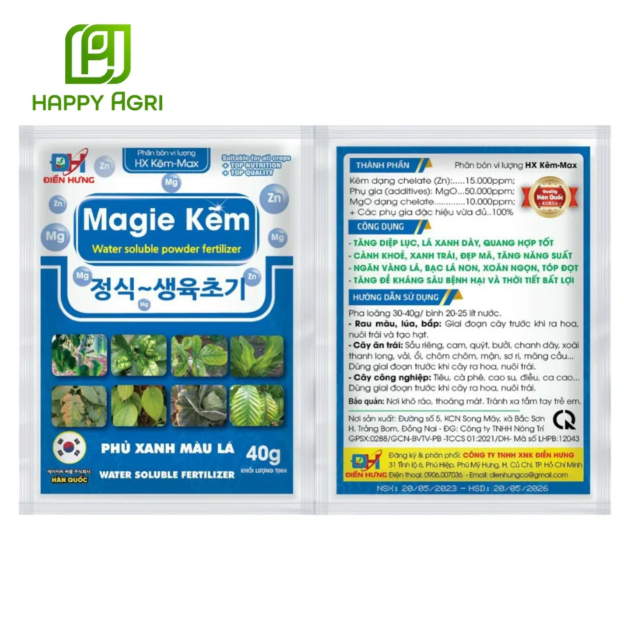 Phân bón vi lượng HX Kẽm-Max Phủ xanh màu lá