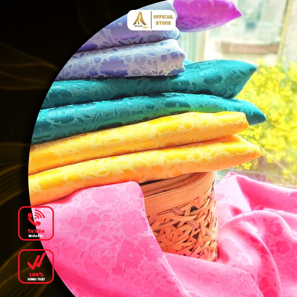 Vải áo dài Gấm hoa đào