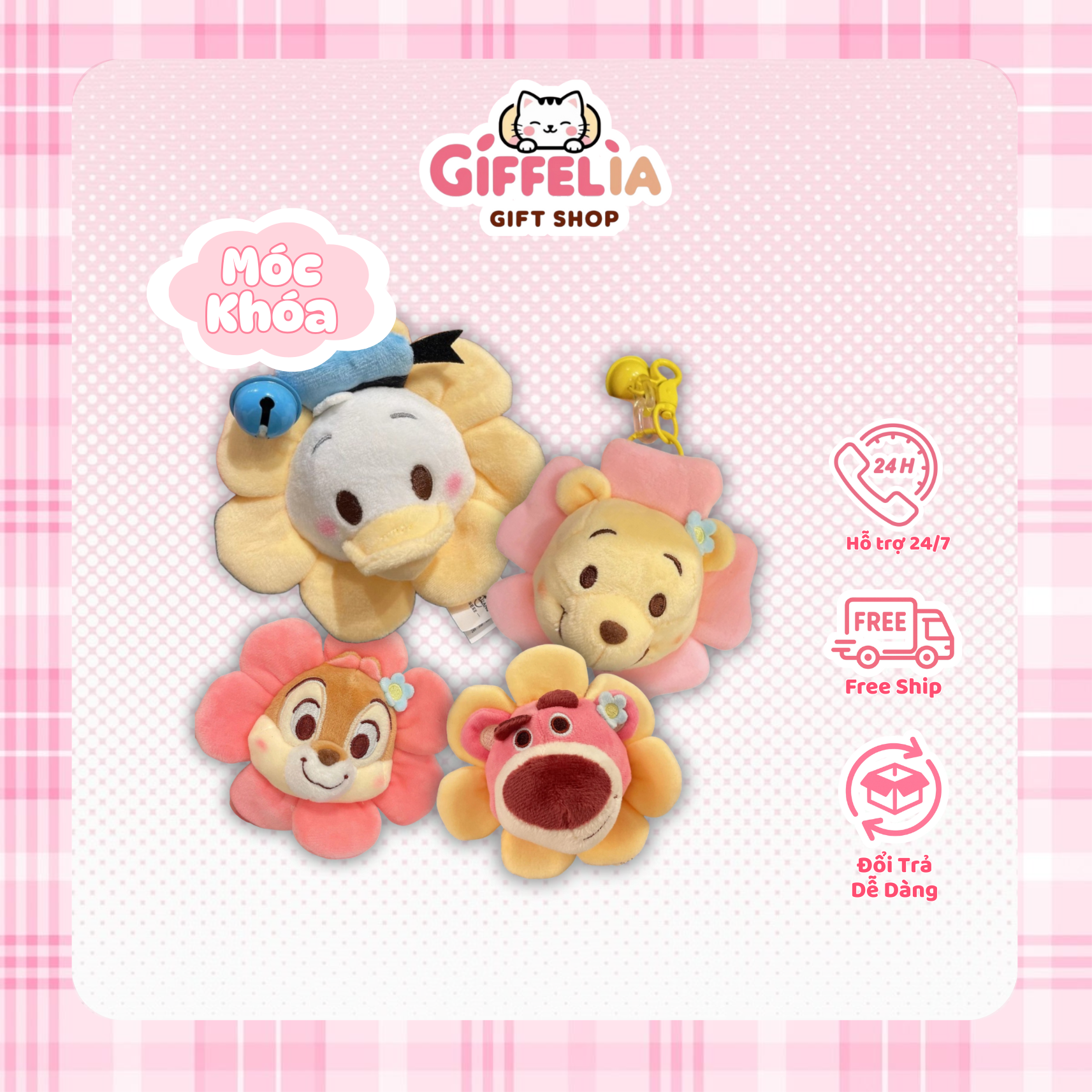 Móc Khóa Nhồi Bông Hoa Nở Kèm Chuông – Giffelia