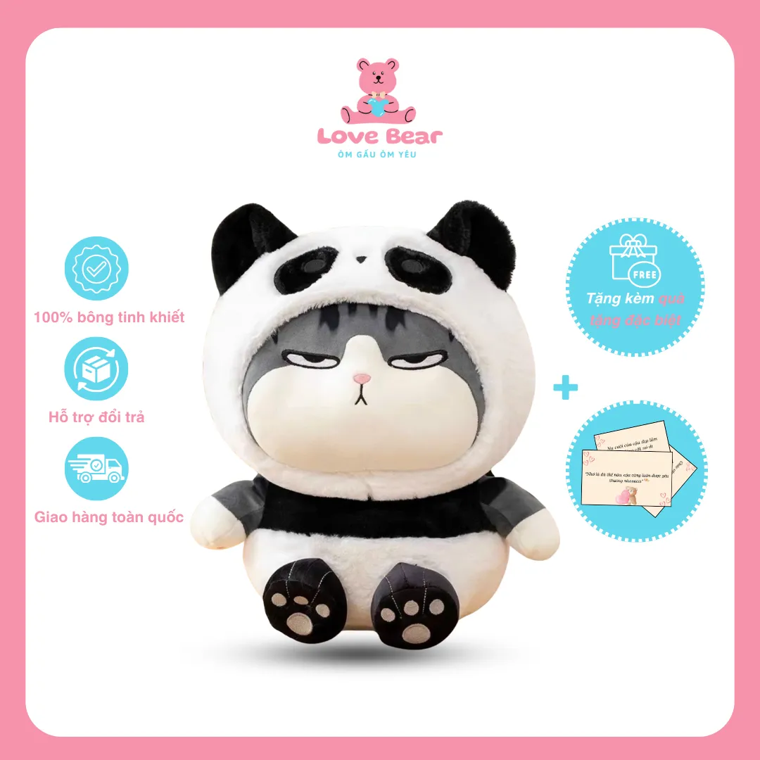 Gấu bông mèo hoàng thượng cosplay gấu trúc