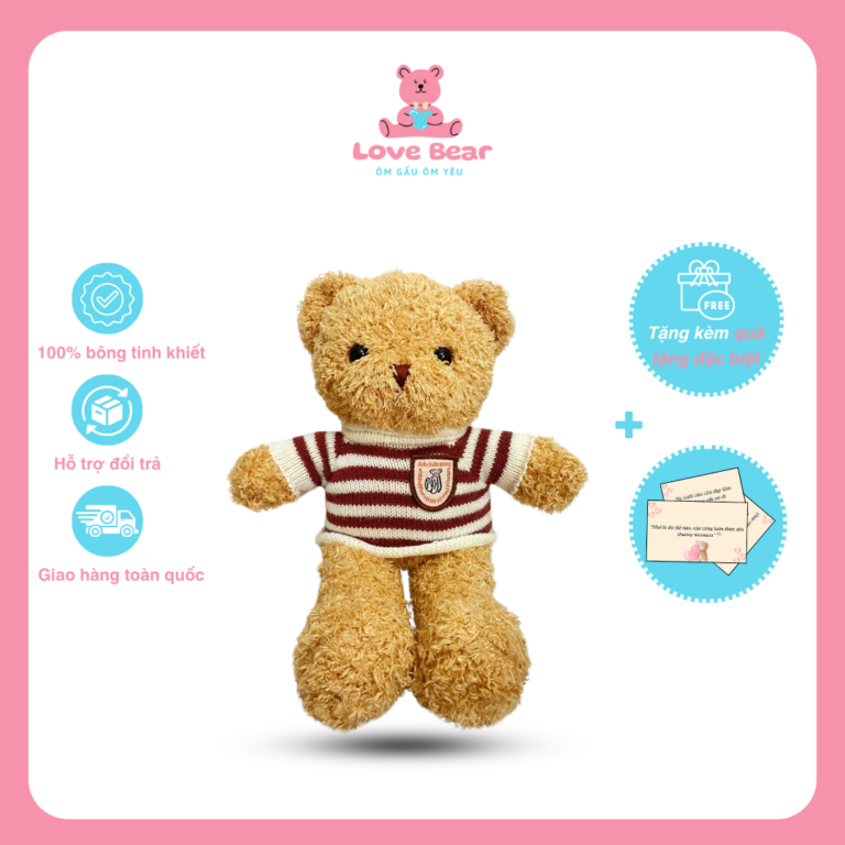 Gấu Teddy lông vàng phối áo len sọc cực đáng yêu