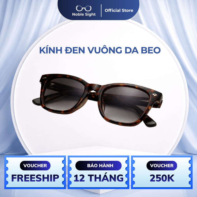 Kính Đen Vuông Da Beo Noble Sight Chất Liệu Nhôm Phong Cách Sang Trọng NS1007