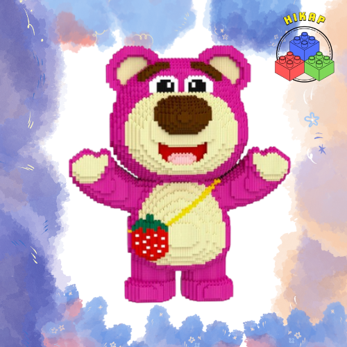 Gấu dâu ôm tim 50cm 41cm lotso ôm dâu ôm tim đeo túi duz Đồ chơi xếp hình lắp ráp nano block cho bé