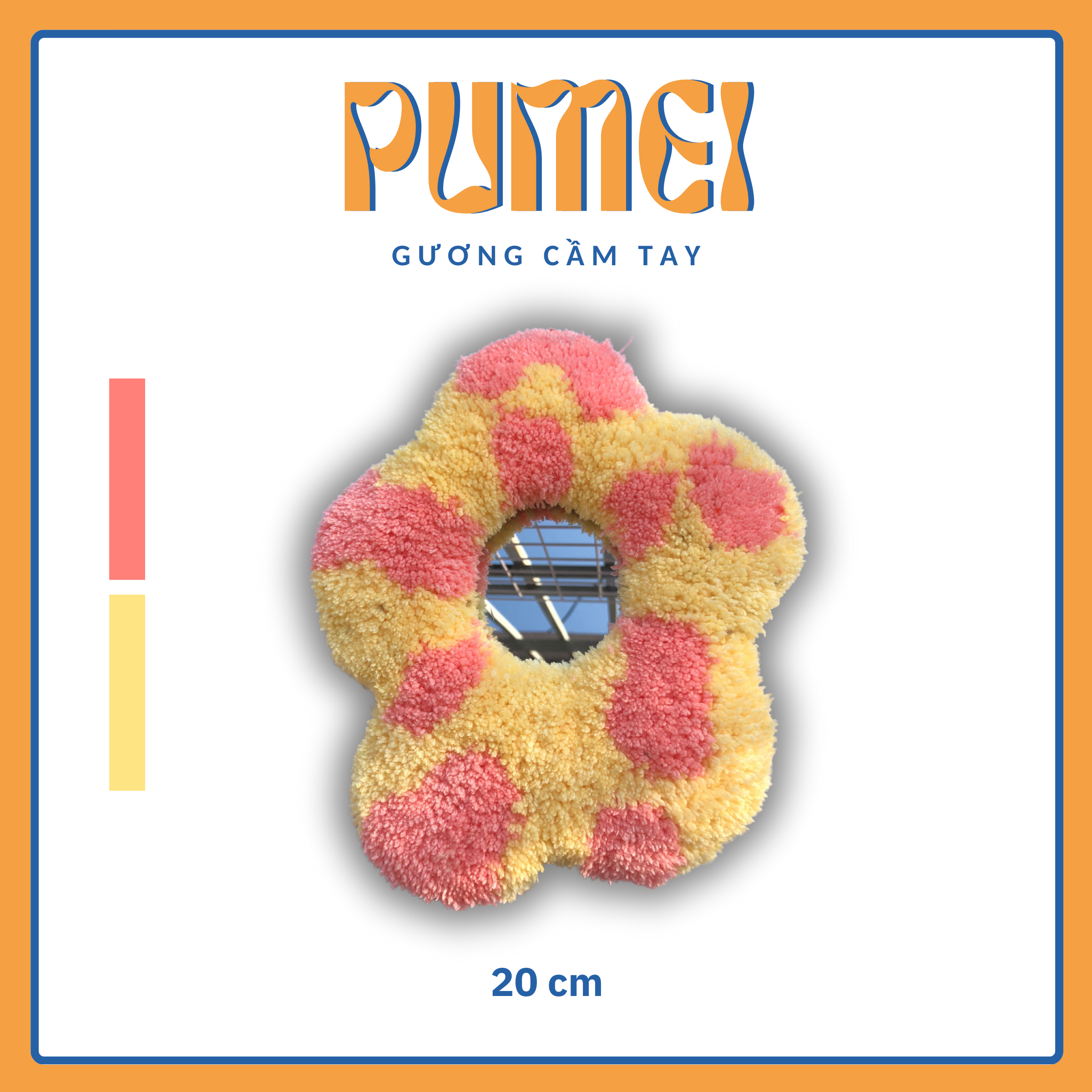 Gương decor cầm tay hoa màu kẹo ngọt