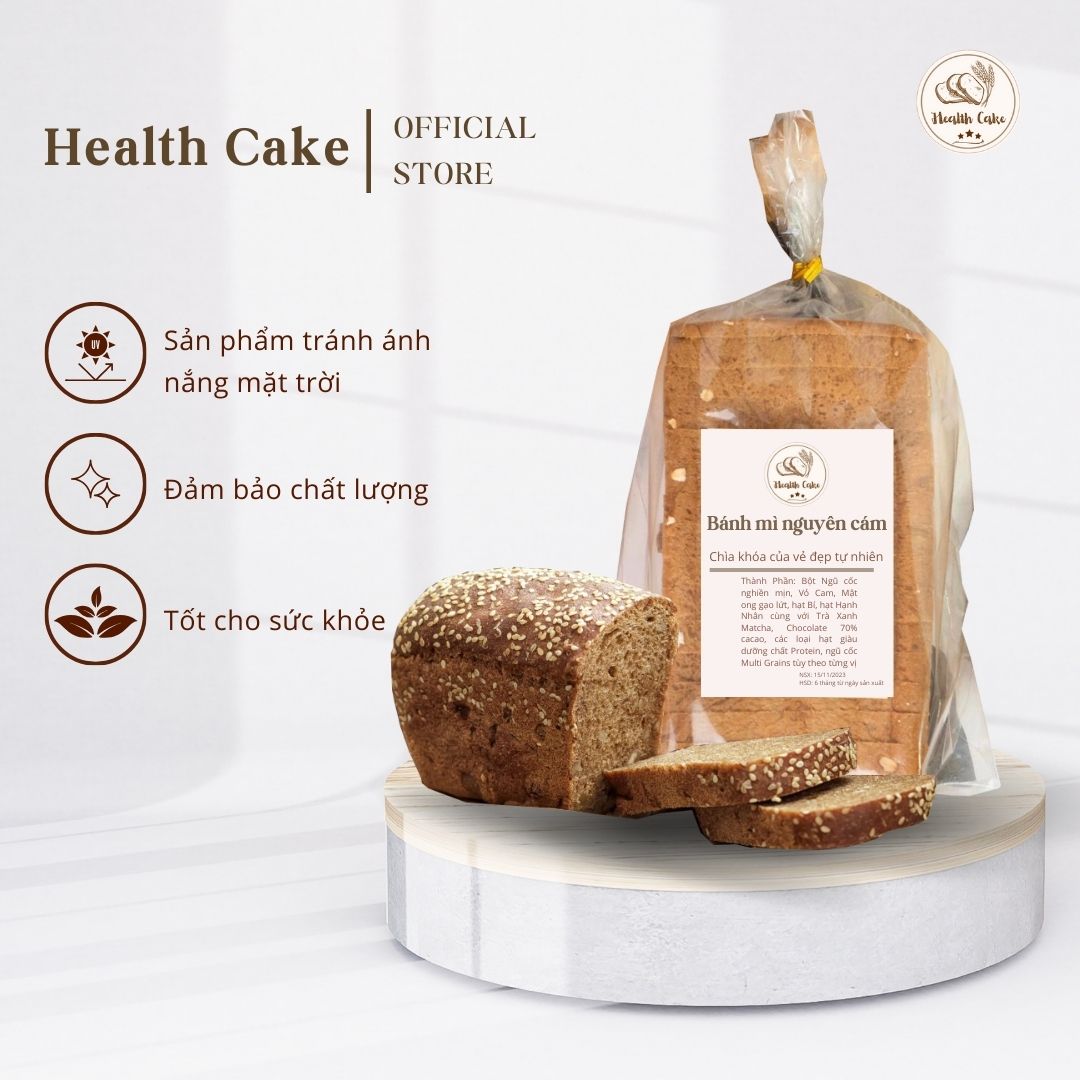 Bánh Mì Ngũ Cốc Nguyên Cám 500Gr thương hiệu Healthcake