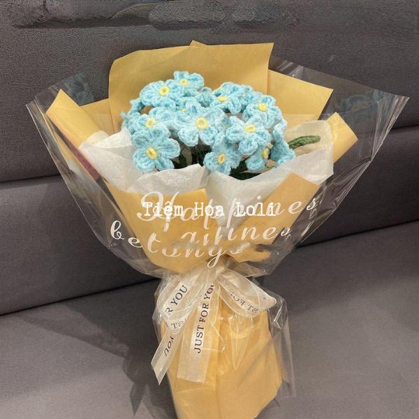 Bó hoa len lưu ly tông màu xanh dương siêu xinh