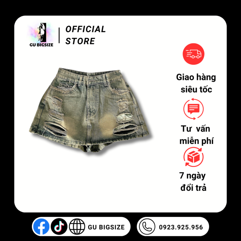 Quần váy jean rách GU QVJ2038