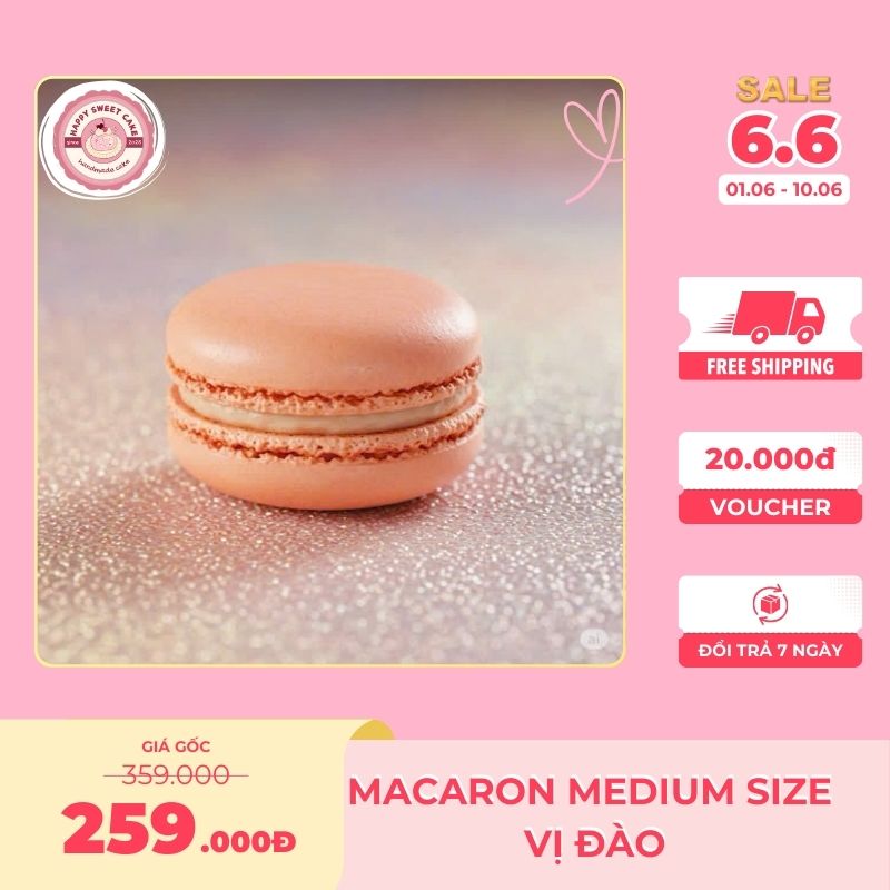 Macaron medium size_ Vị đào_Happy Sweet Cake