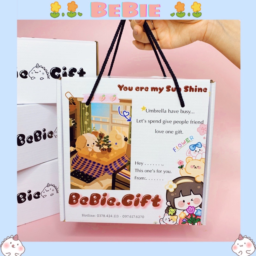 Hộp quà sinh nhât, Valentine có dây xách (tặng rơm + giấy nến)